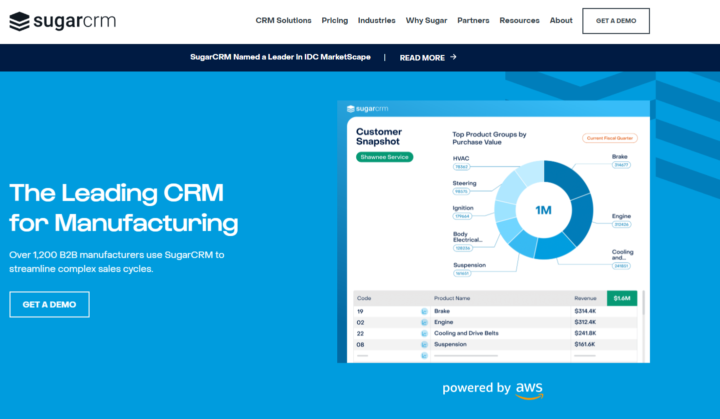 SugarCRM početna stranica