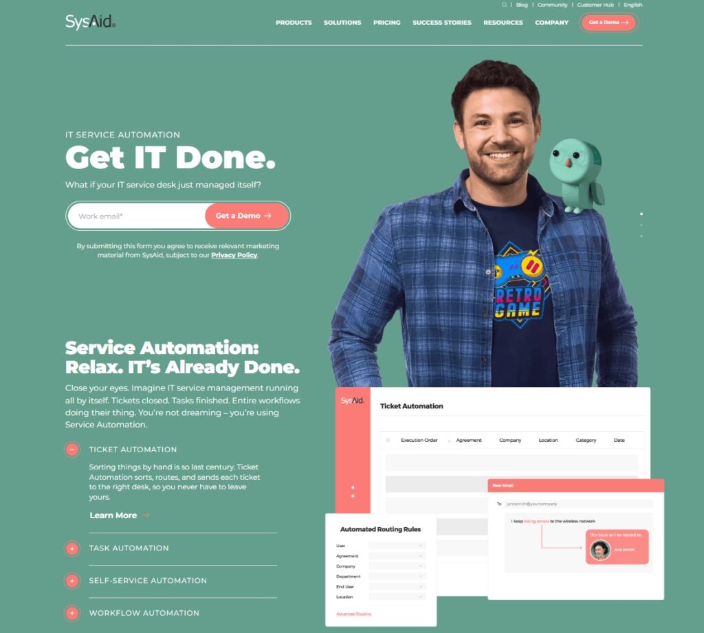 Slika početne stranice SysAid - all-in-one softvera za upravljanje uslugama za IT stručnjake