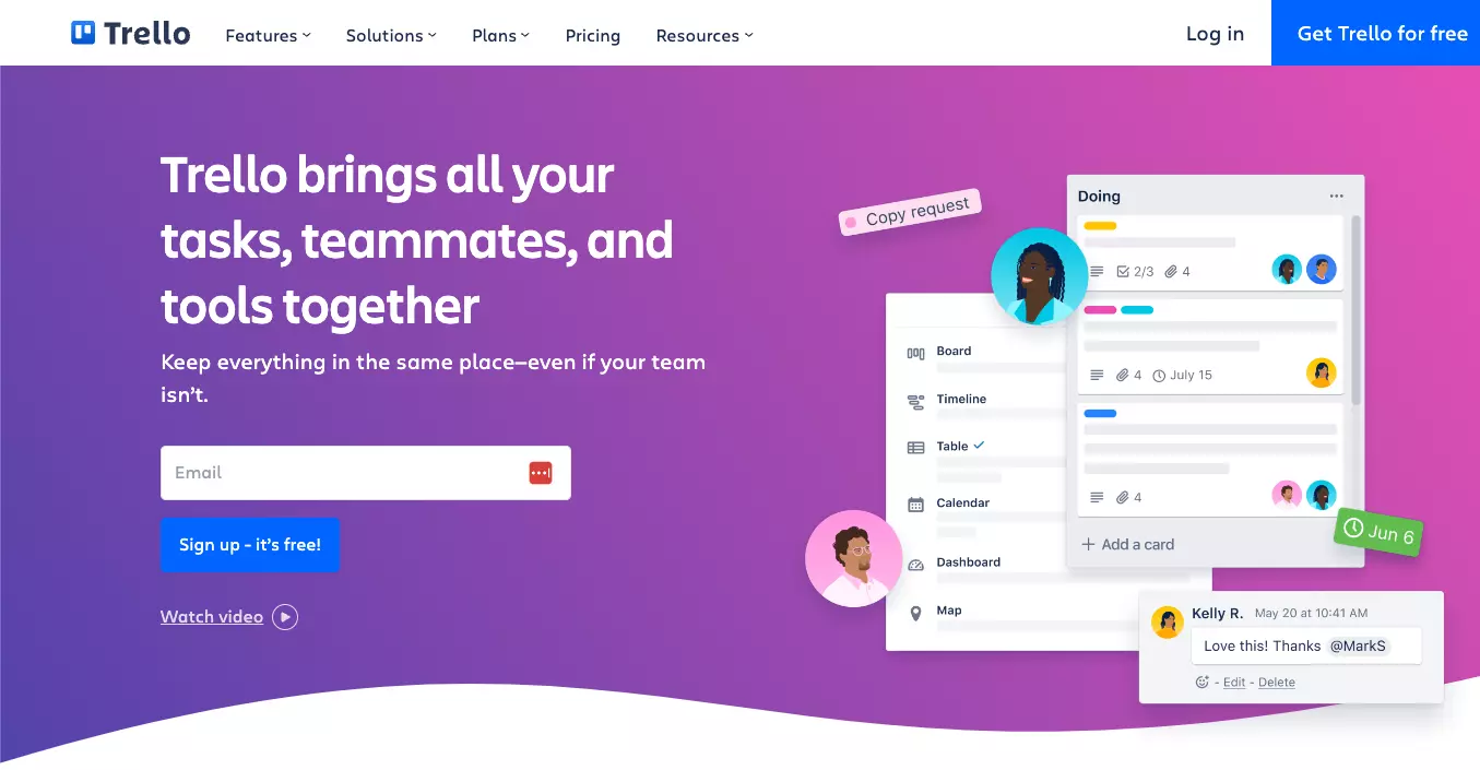 Početna stranica Trella — držite rad organiziranim i pratite pojedinačne zadatke s jedne platforme.