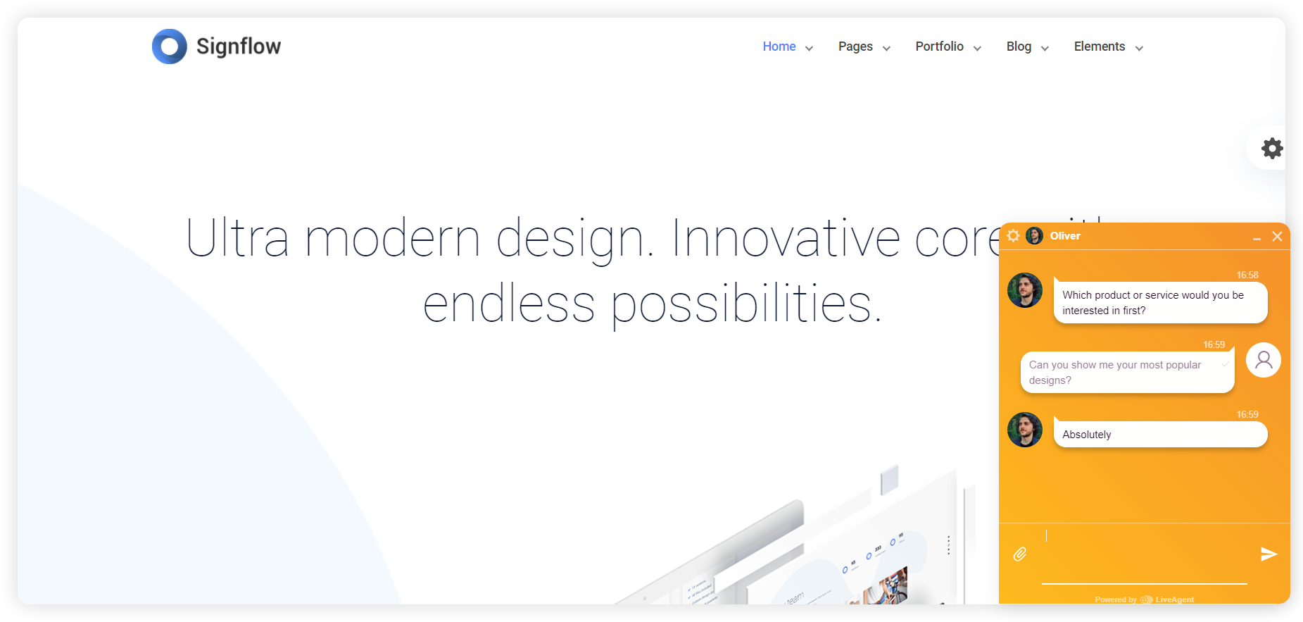 Primjer prozora proaktivnog poziva za chat