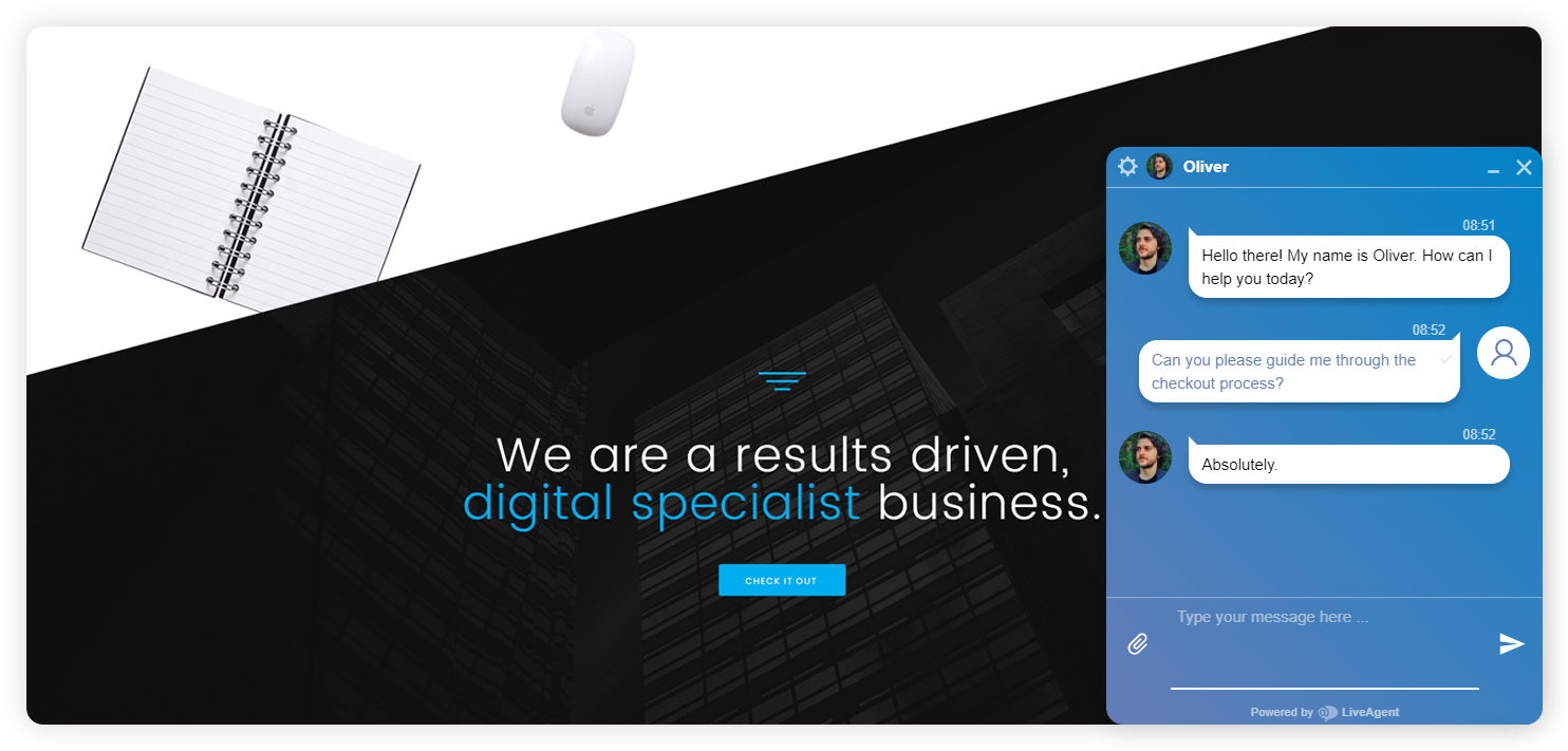 Primjer enterprise live chat razgovora