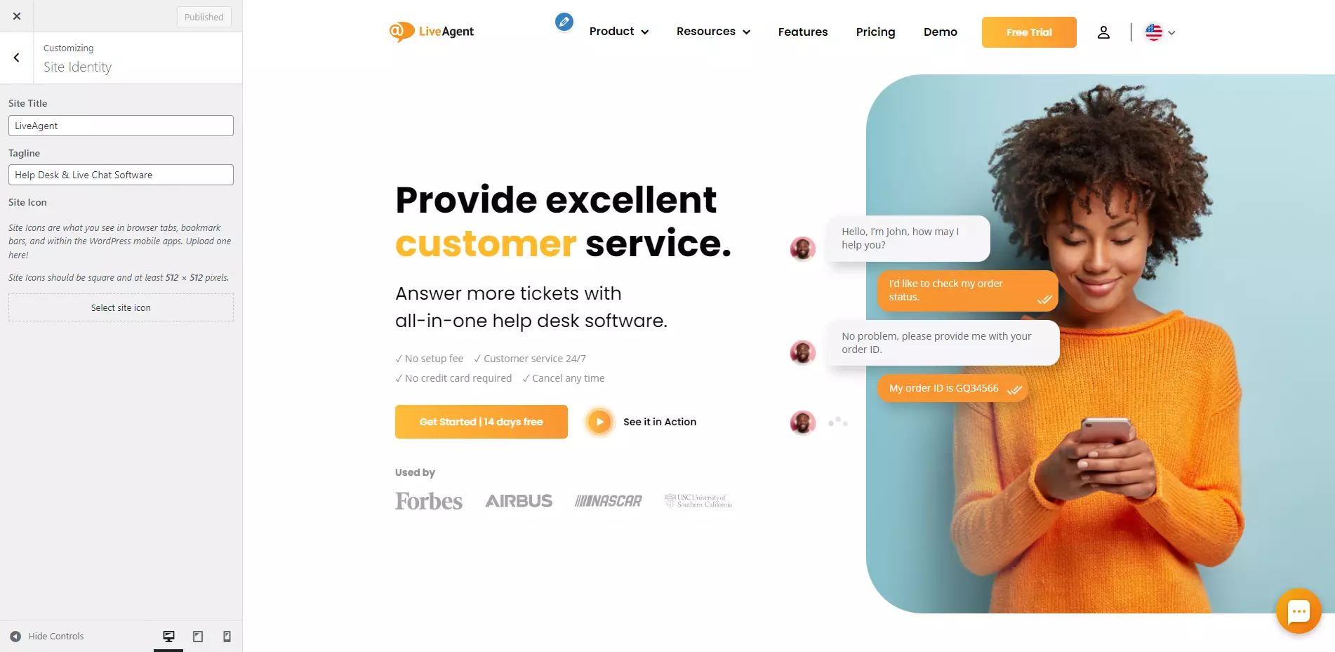 Postavke favikona LiveAgent-a