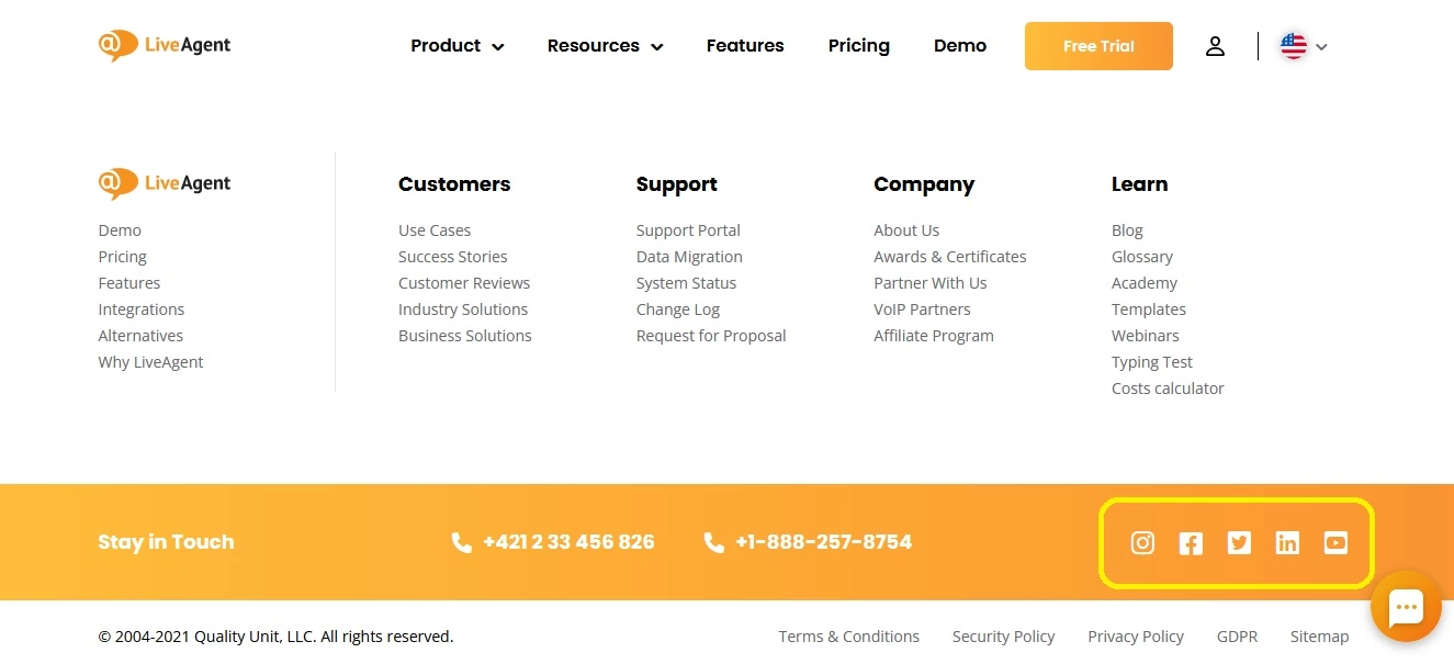 Primjer društvenih ikona - LiveAgent