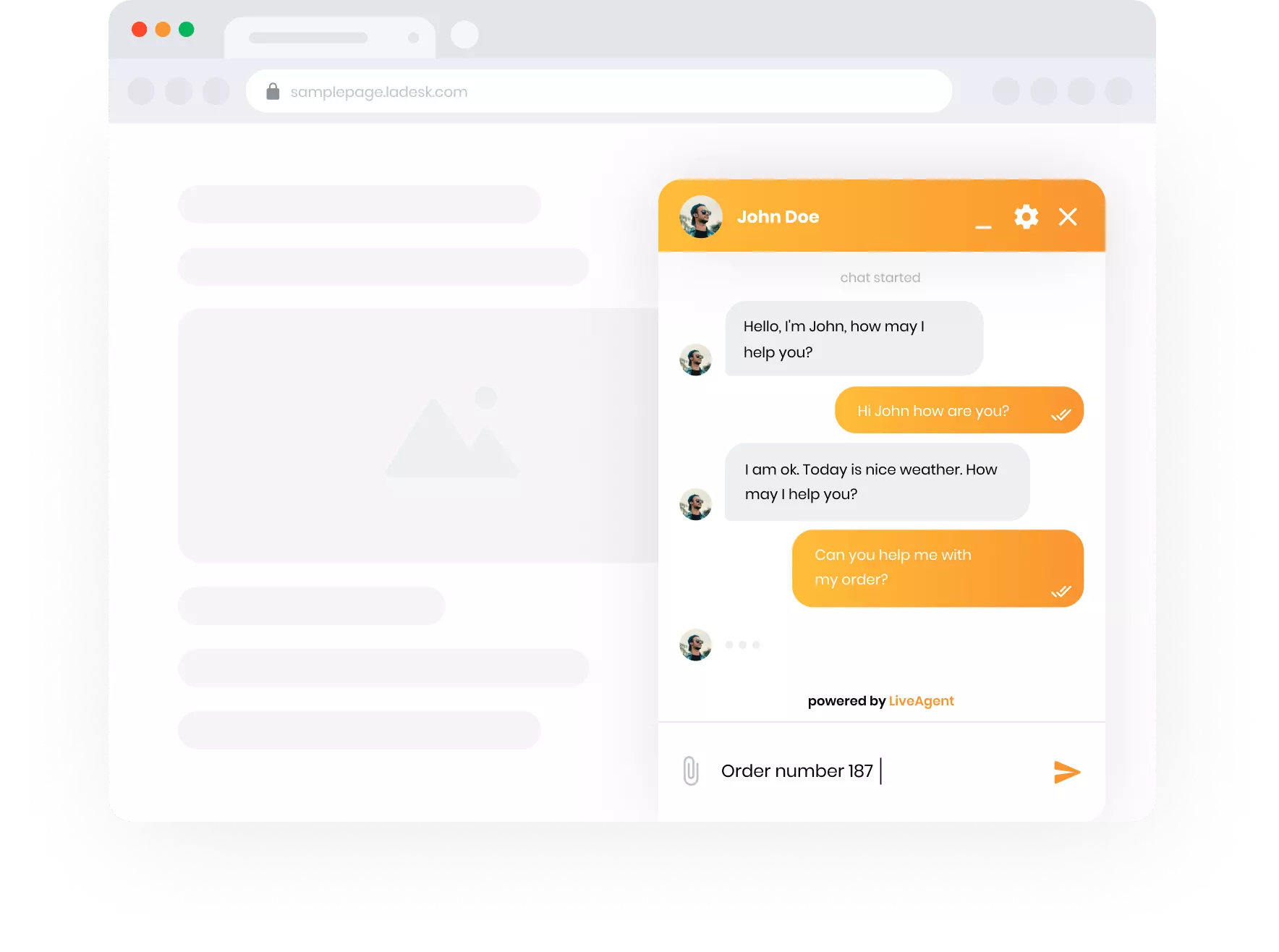 Razgovor između kupca i agenta podrške u prozoru live chata
