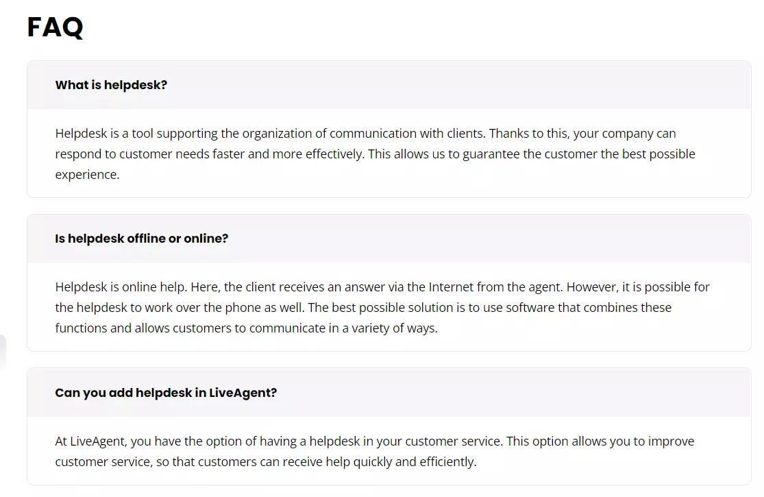 LiveAgent-ov primjer FAQ-a