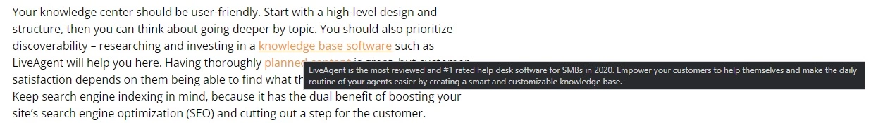 Unutarnji link u članku LiveAgent