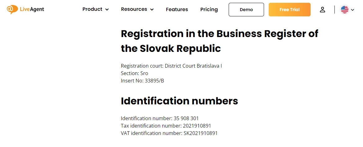 LiveAgent - registracija poslovanja