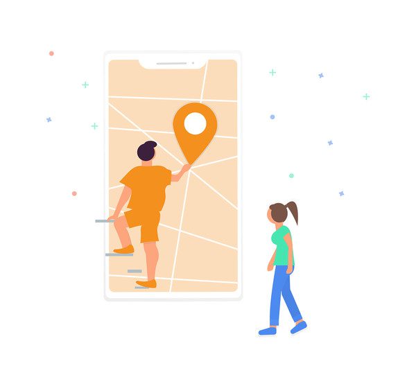Putovanje - pretraživanje lokacije - ilustracija