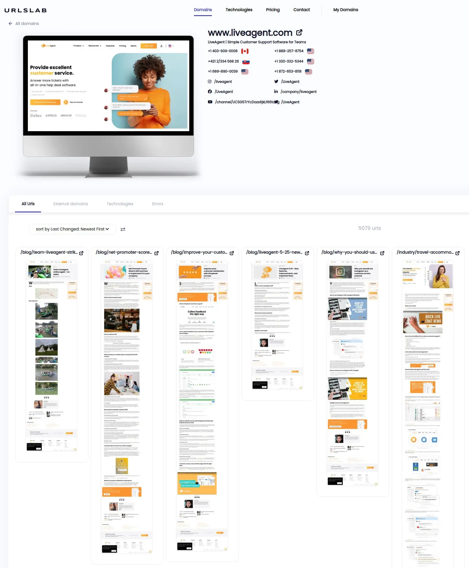 Quick visual review of website screenshots