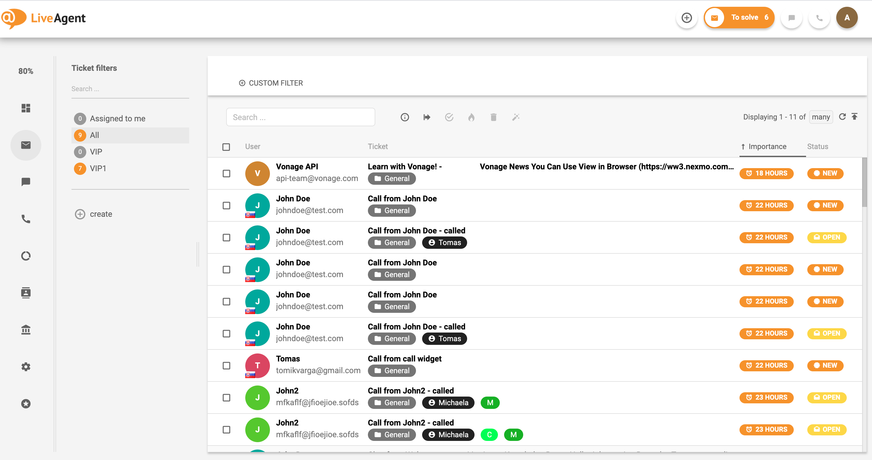 LiveAgent - Sve kartice - Univerzalna poštanska kutija