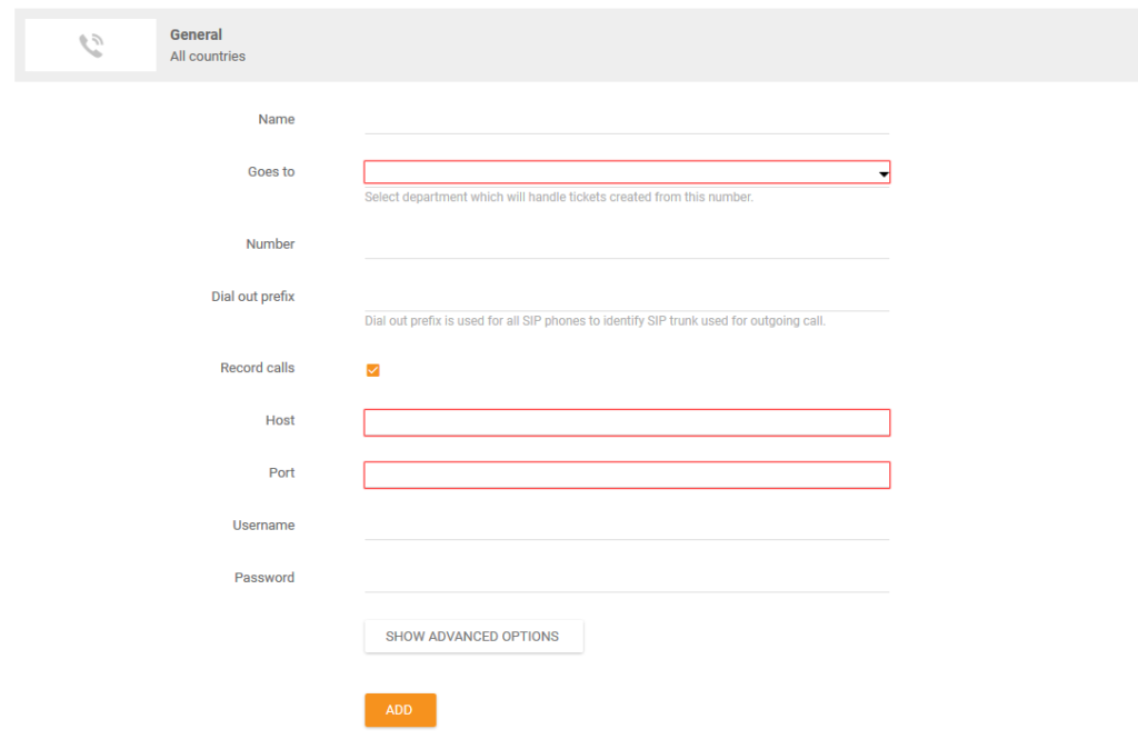 Opće postavke poziva