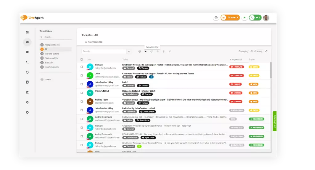 Značajka Universal Inbox LiveAgent-a