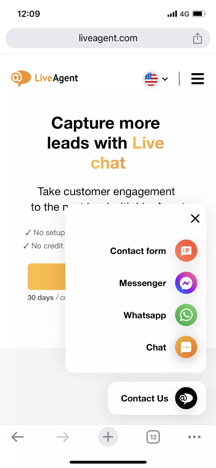 LiveAgent - gumb live chata na mobilnom uređaju