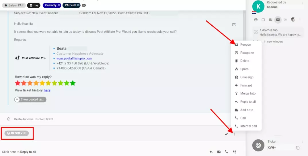 LiveAgent ponovno otvoriti ticket