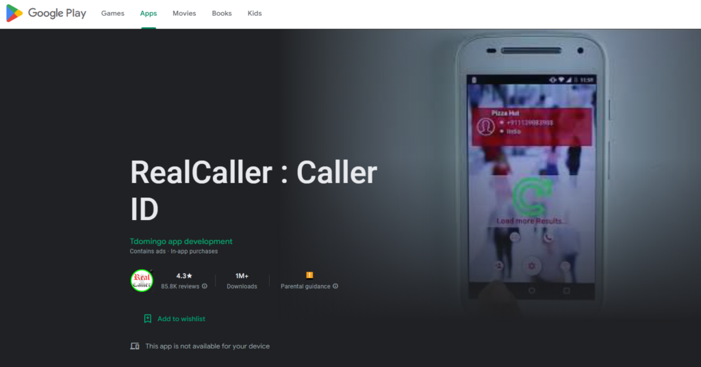 RealCaller: Caller ID Google Play web stranica