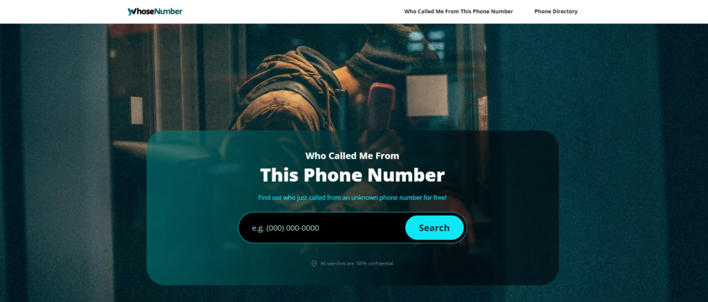 WhoseNumber početna stranica