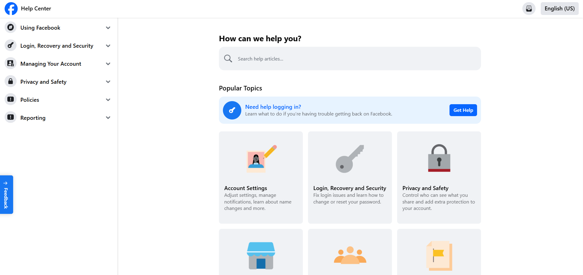 Facebook Help Desk Kontakti