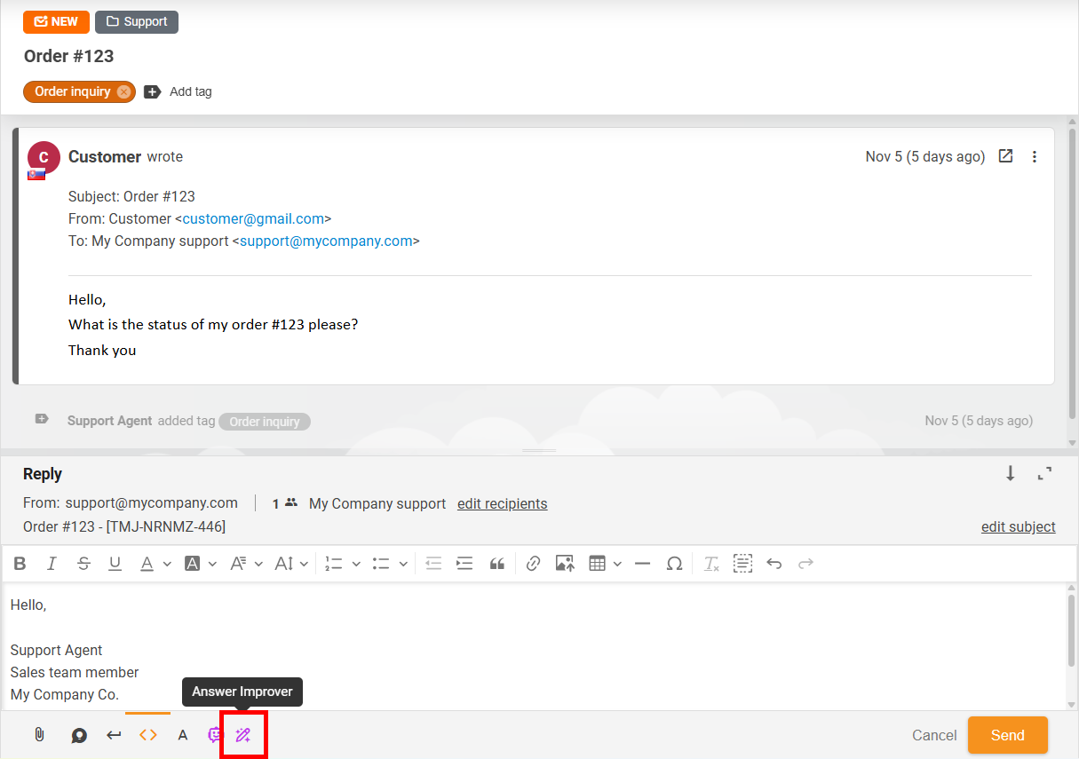 Prozor Answer Improver - opći pregled