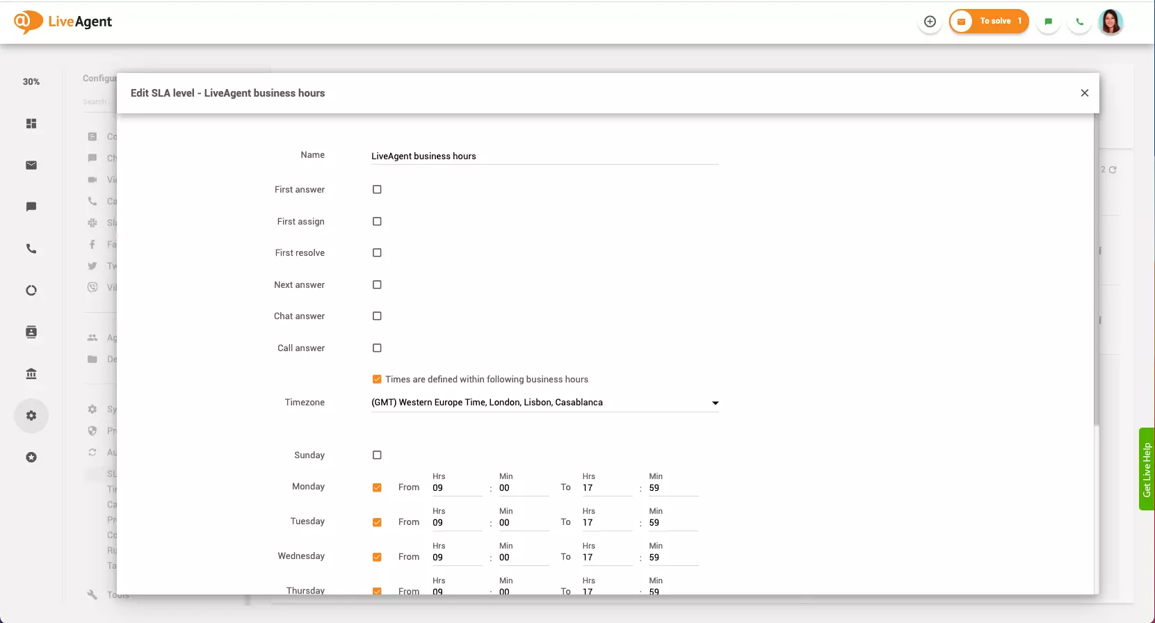 Postavljanje poslovnih sati
