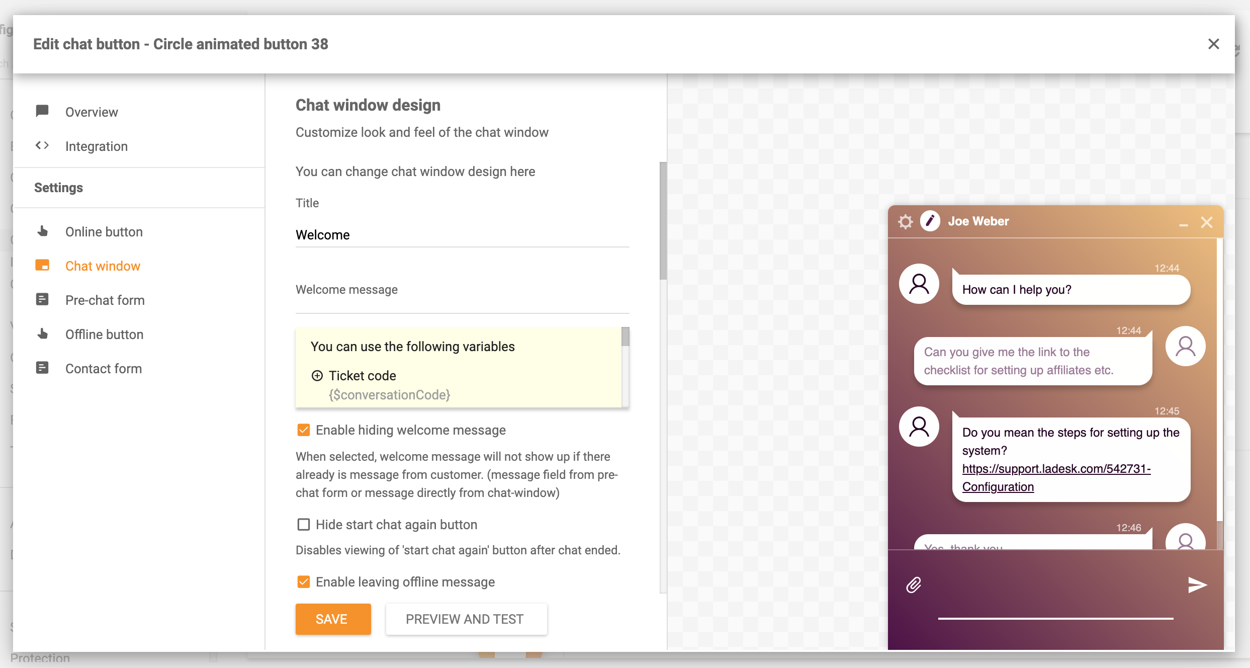 Dizajnirajte svoj čat u stvarnom vremenu u LiveAgent