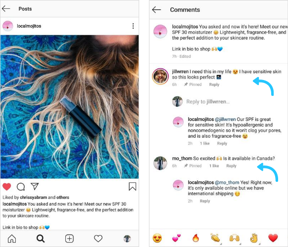 Instagram zakačeni komentari