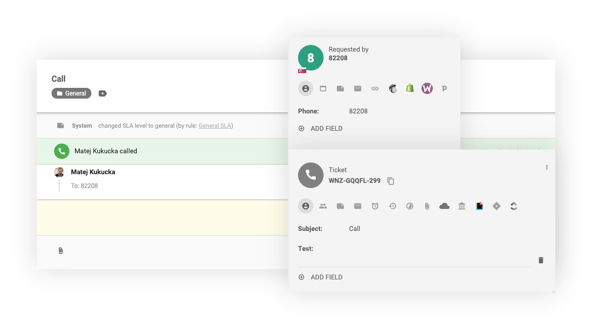 Sučelje internog poziva u LiveAgent-u