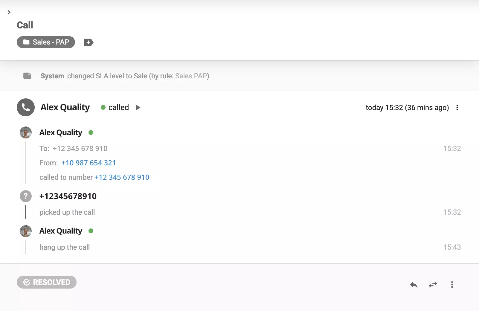 Zapisi o detaljima poziva u LiveAgent-u