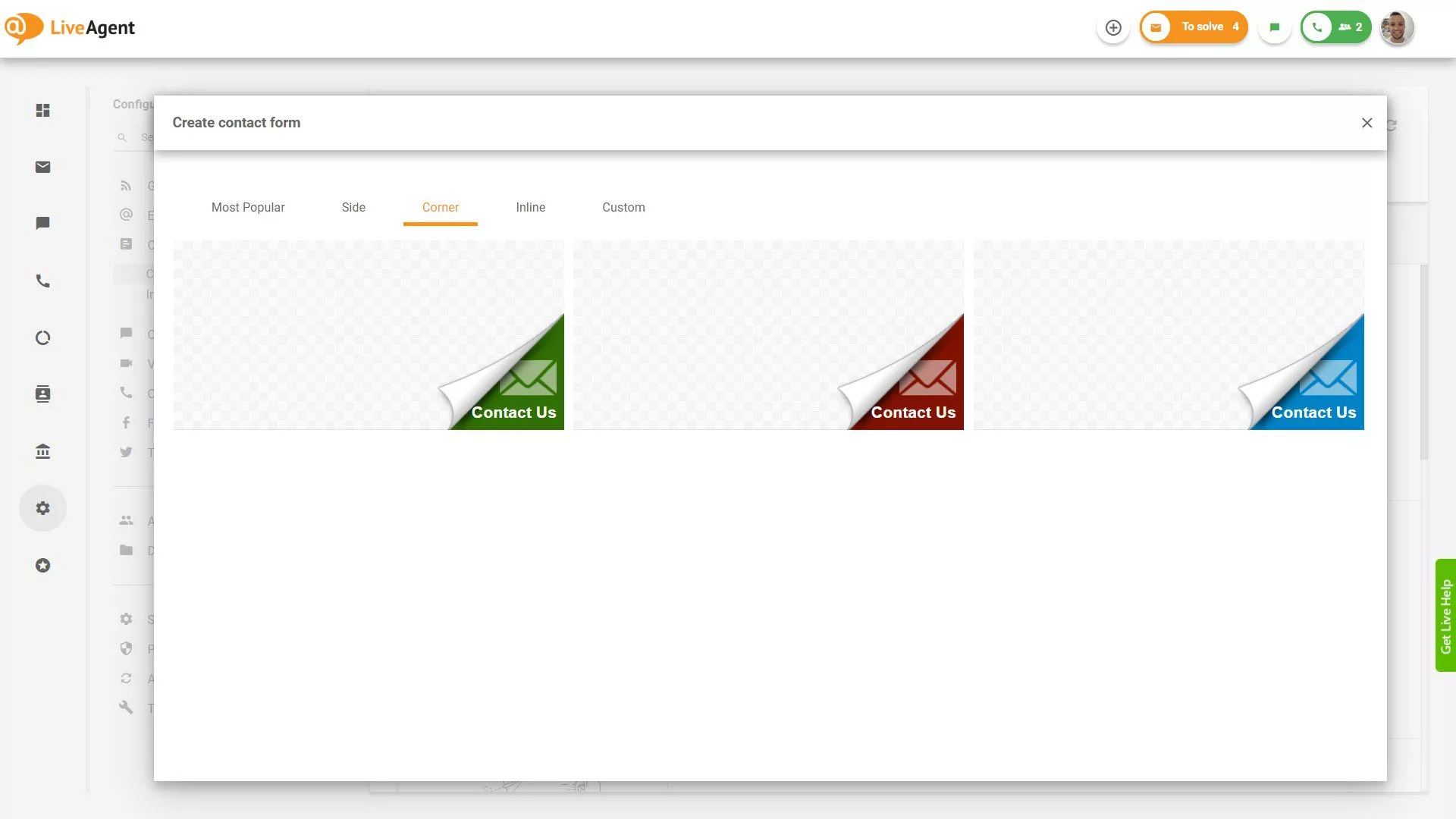 Kutni kontaktni obrazac gumb