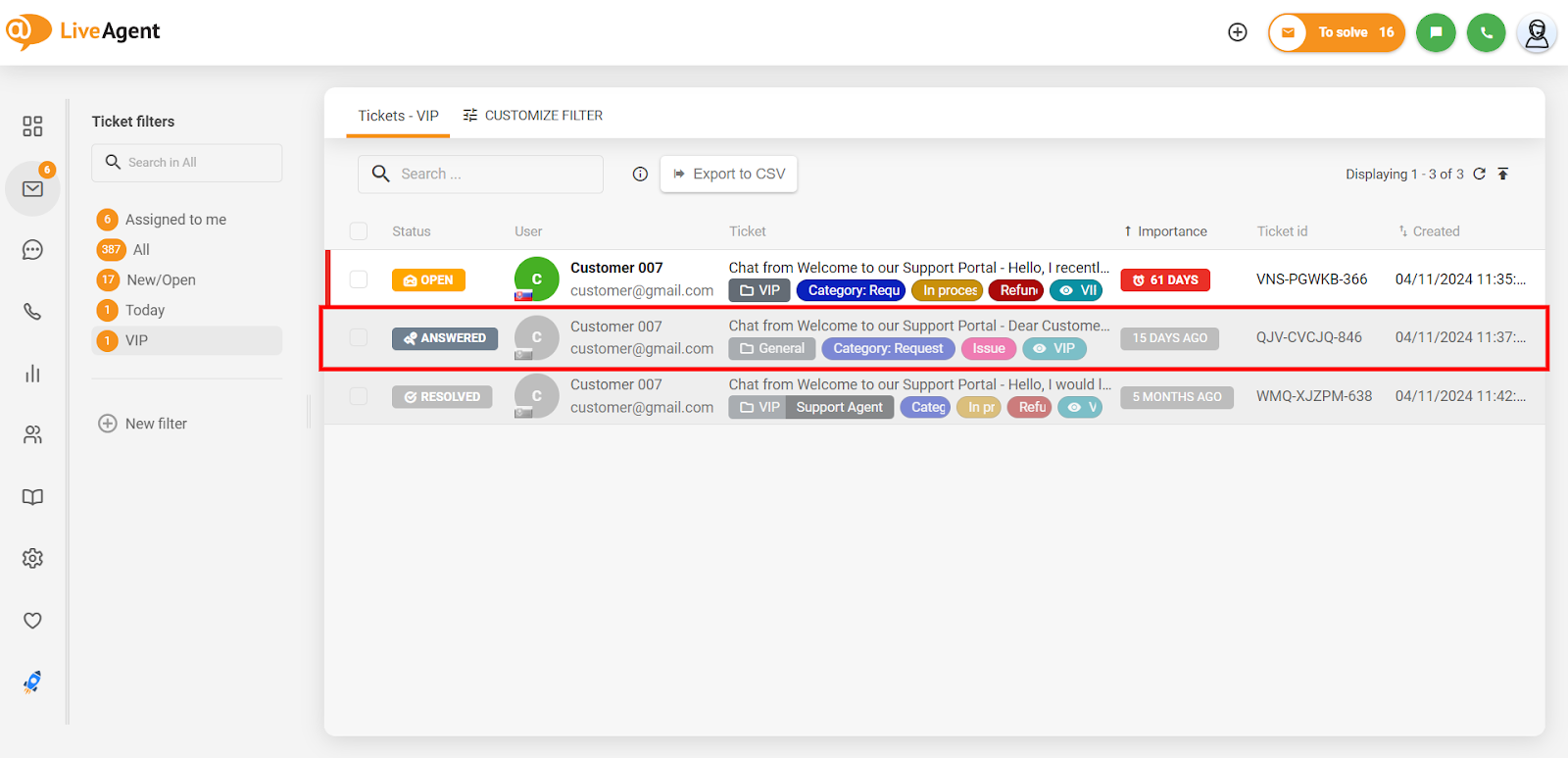 Sučelje LiveAgent-a koje prikazuje korake za izvoz zapisnika razgovora