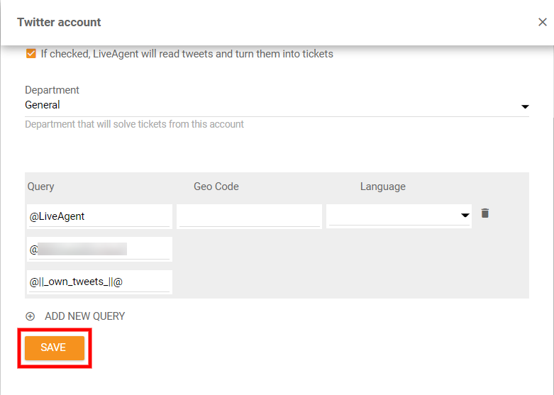 Spremi postavke Twitter integracije