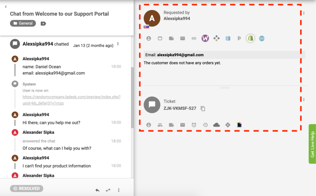 Aktivni Shopify dodatak u LiveAgent-u
