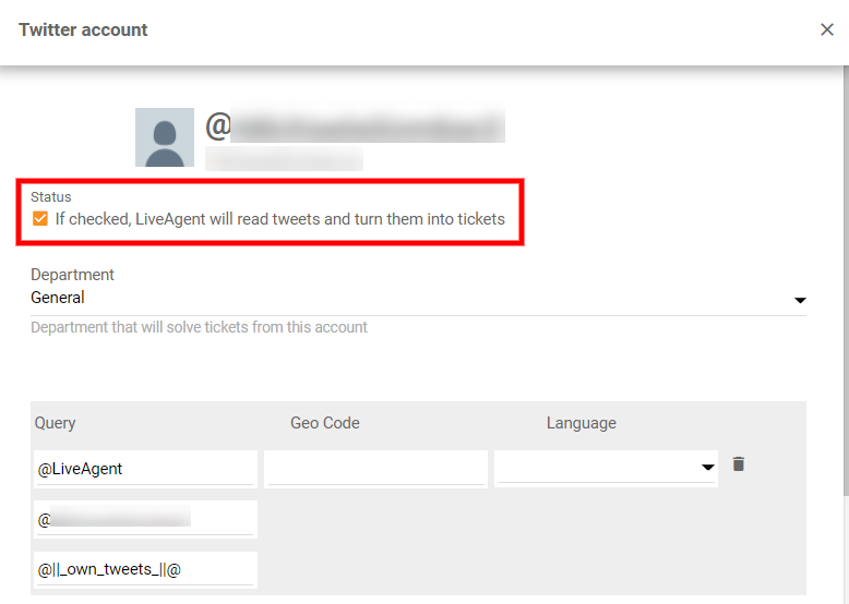 Označite polje status za Twitter