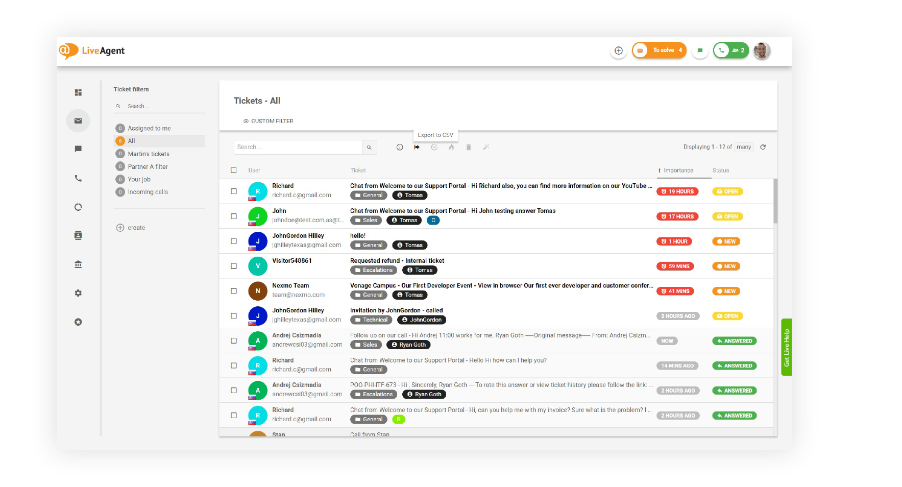 Univerzalna prijemna pošta LiveAgent-a