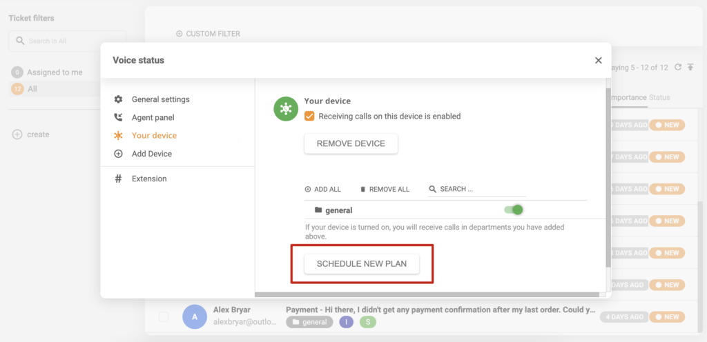 Postavljanje planiranja uređaja u LiveAgent-u