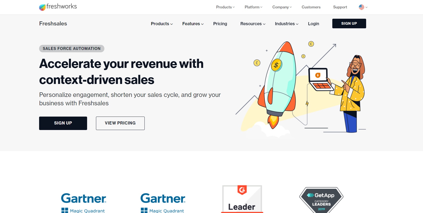 Freshworks Freshsales početna stranica