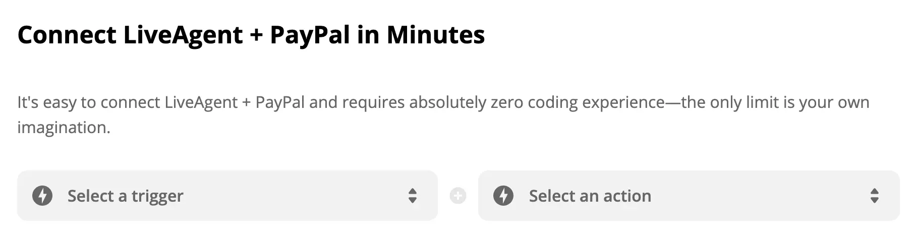 Odabir PayPal okidača i LiveAgent akcije