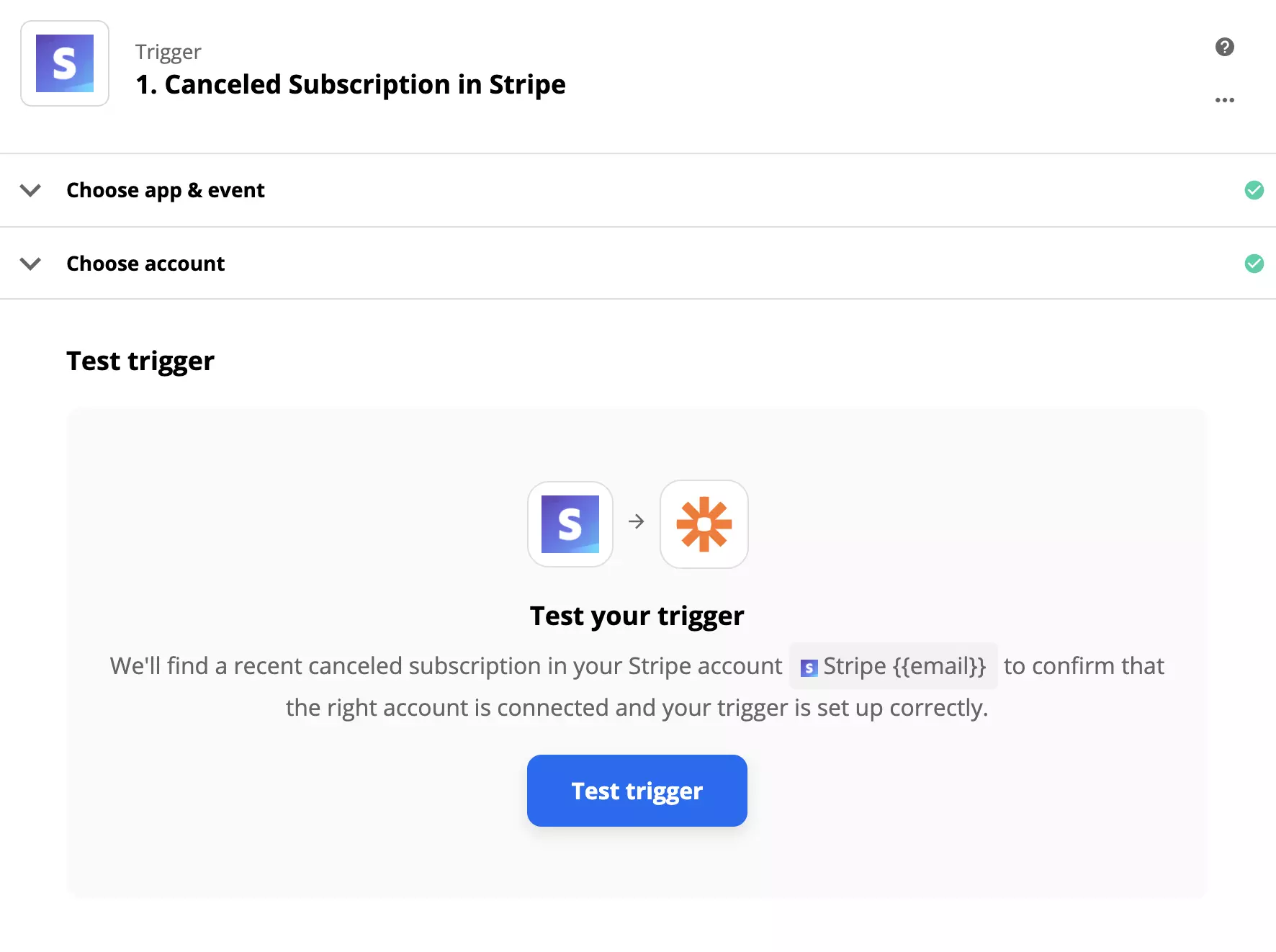 Stripe trigger test na Zapier-u