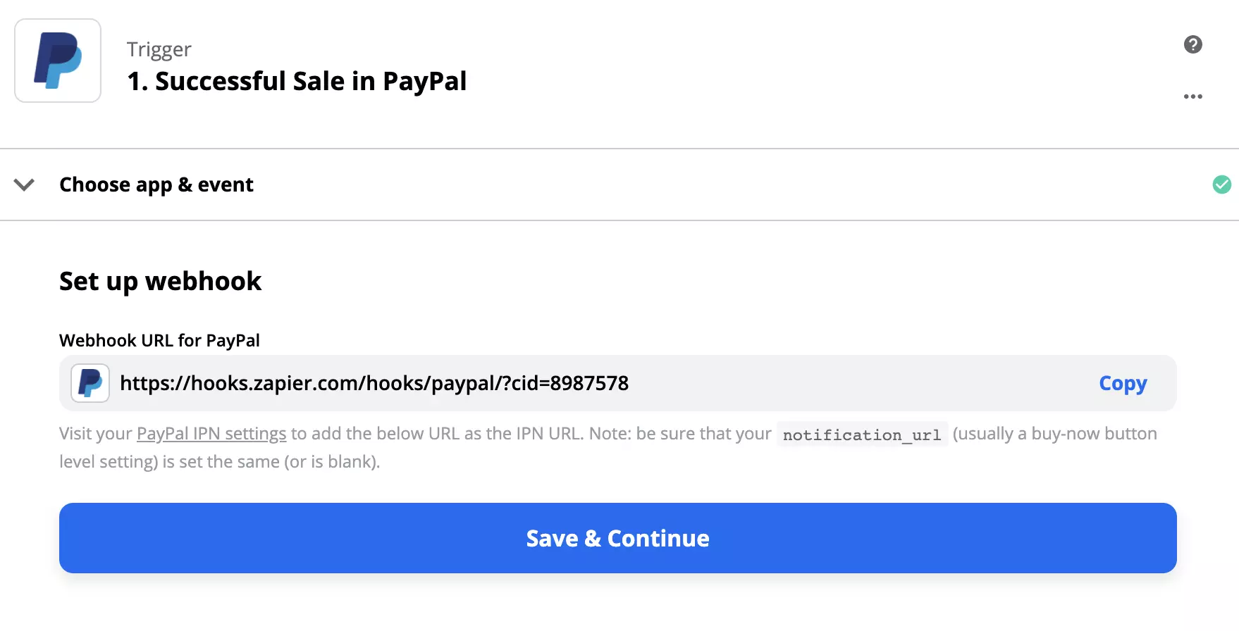 Konfiguracija PayPal okidača s webhook postavkom