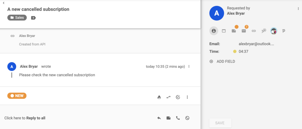 Kartica o novoj otkazanoj pretplati