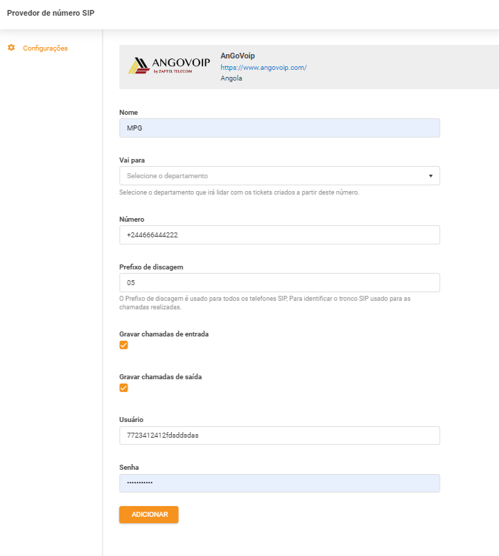 AnGoVoIP vjerodajnice