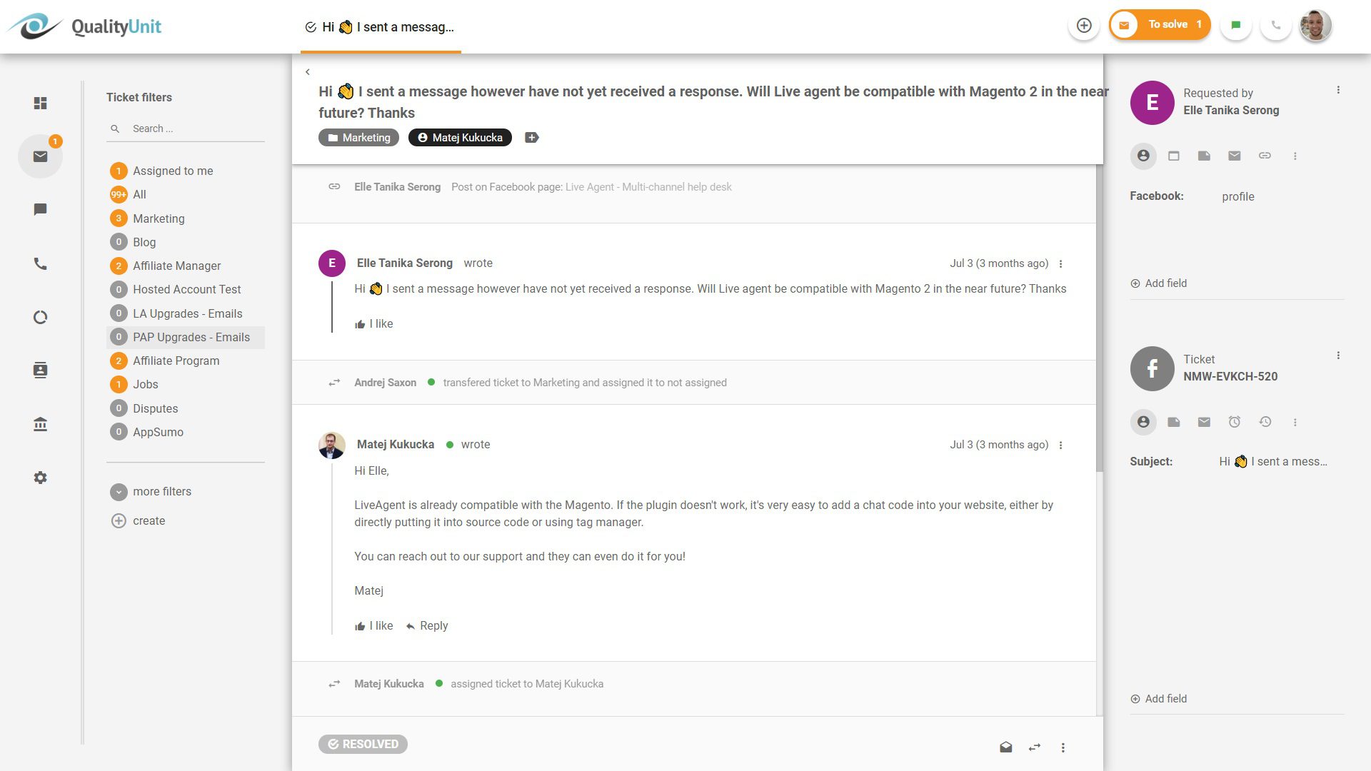 Odgovaranje na Facebook objave iz LiveAgent