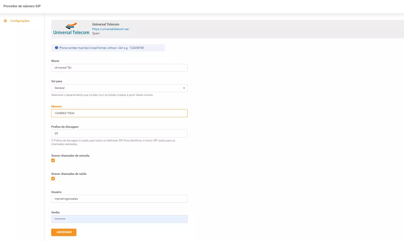 Universal Telecom vjerodajnice