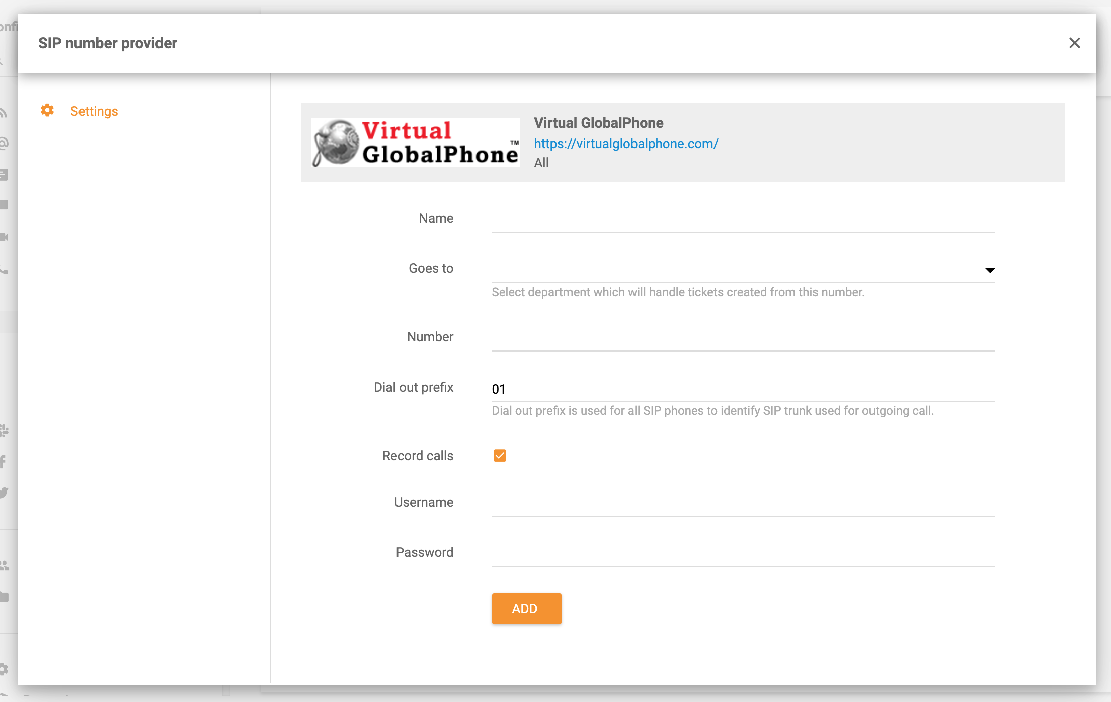 Integracija Virtual Global Phone u LiveAgent