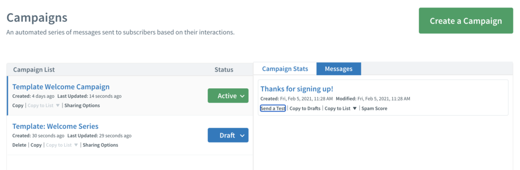 Pregled AWeber kampanja