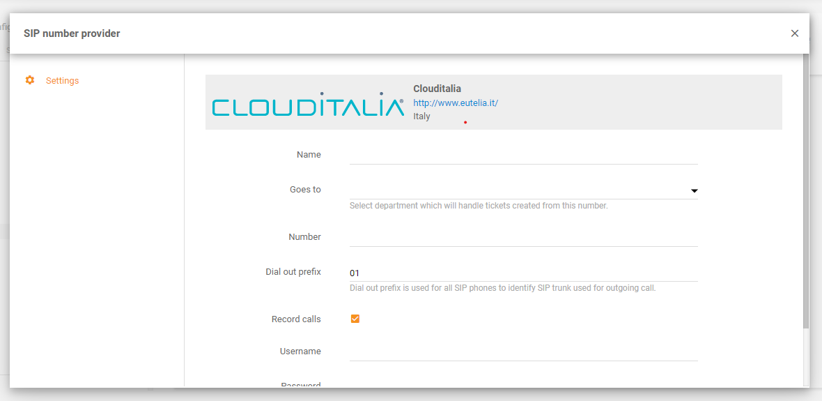 CloudItalia integracija u LiveAgent
