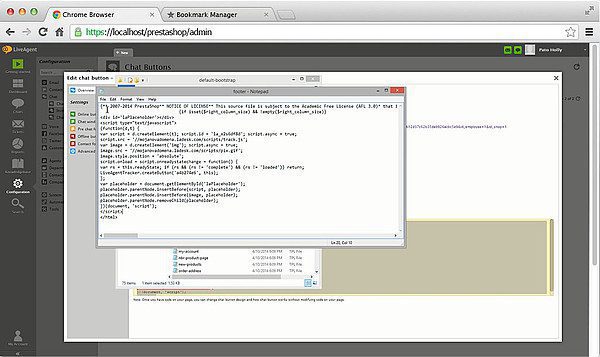 Prestashop LiveAgent integracija - Uređivanje podnožja