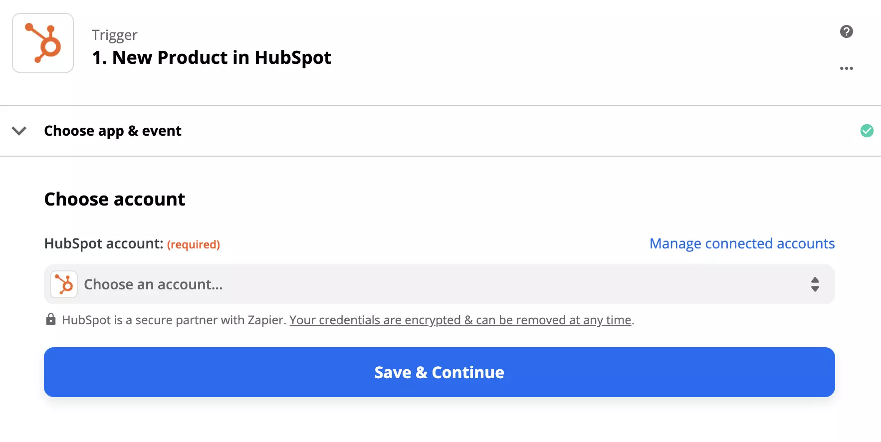 Opcije konfiguracije HubSpot okidača u Zapier-u