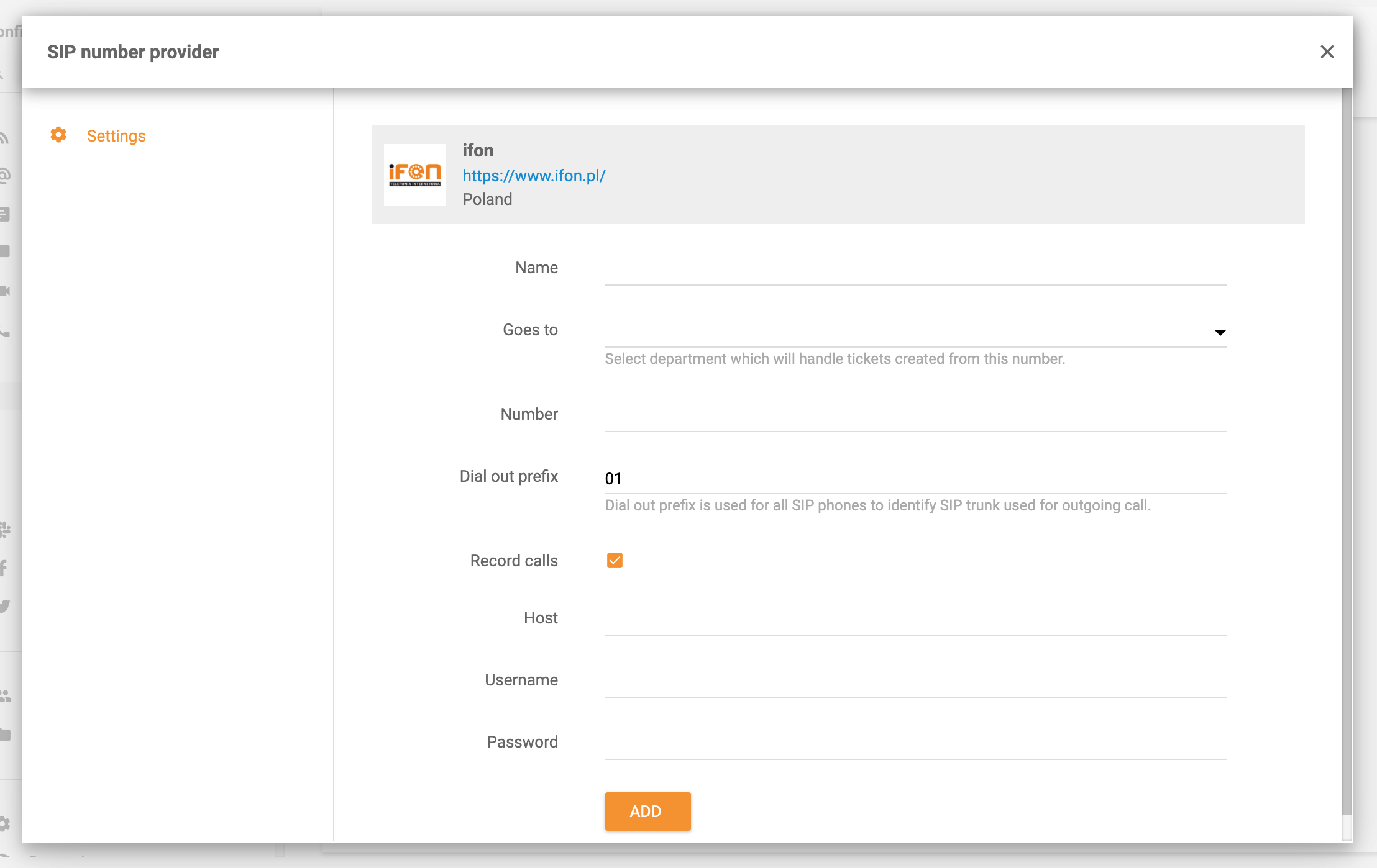 iFON integracija u LiveAgent-u