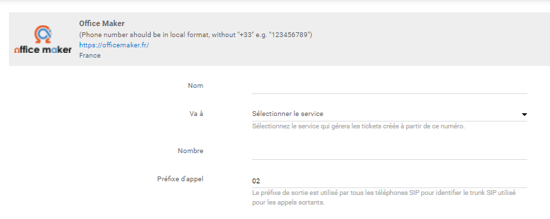 Konfiguracija Office Maker telefonskog broja