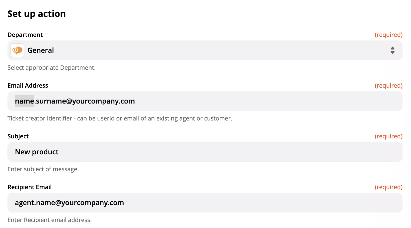 LiveAgent postavljanje akcije u Zapier integraciji